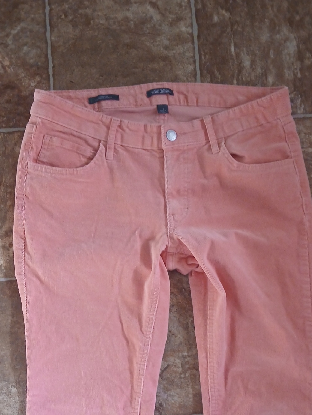 EUC Wild Fable Flare Low Rise Coral Pink Corduroy Pants Size 8 - Picture 2 of 6